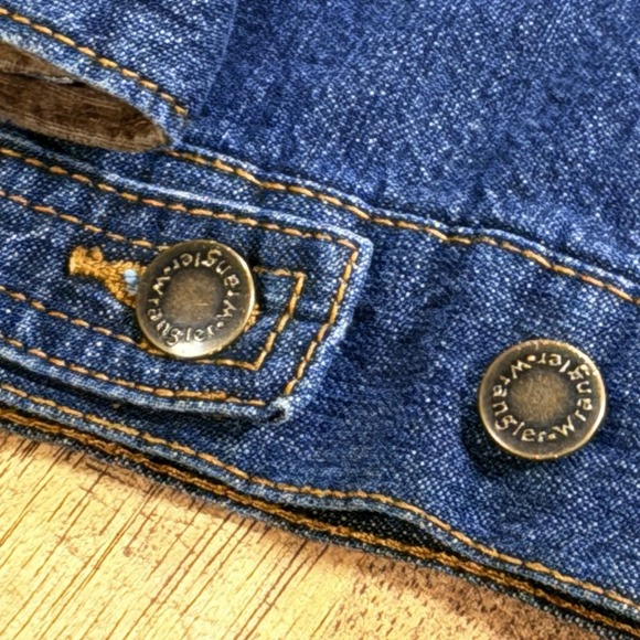 Vintage 90s Wrangler Denim Jam Jacket Size L Corduroy Collar‎ Western Jean Coat - Picture 5 of 8